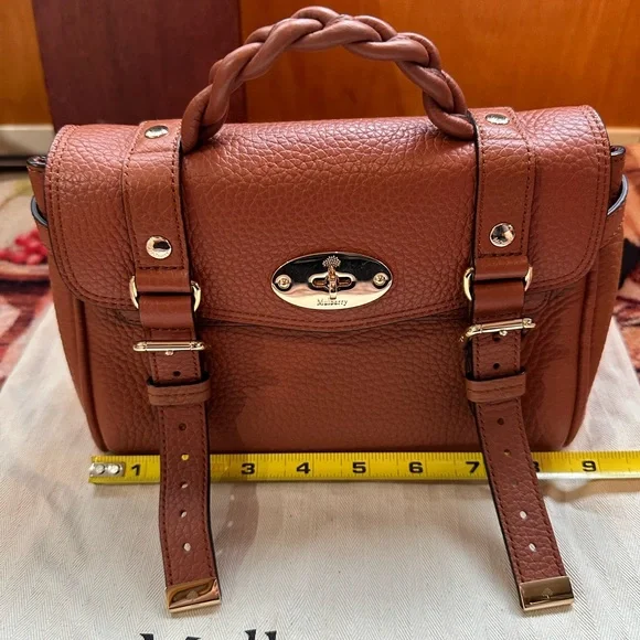 Mulberry Mini Alexa in heavy grain leather bag chestnut - Picture 14 of 16